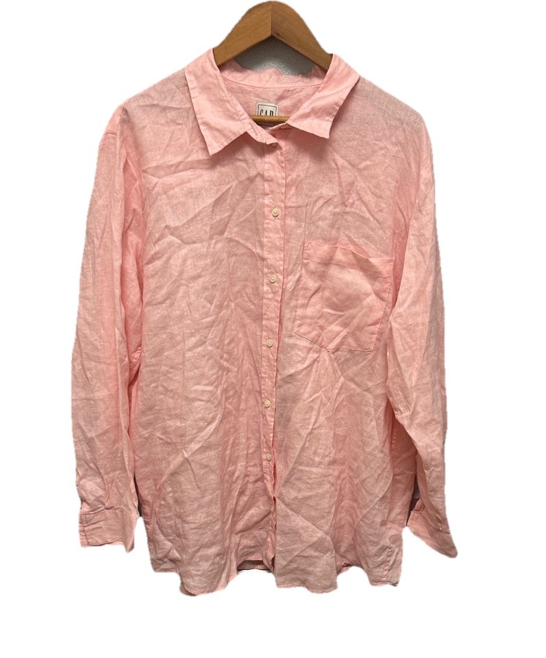 GAP The Oversized LINEN Shirt Baby Pink Womens Size XXL Preppy Coastal Beach Top