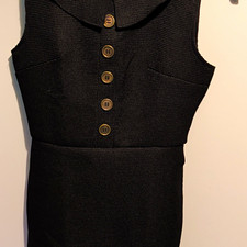 Real Form London Black Collared Sleeveless Pencil Dress Knee UK 8