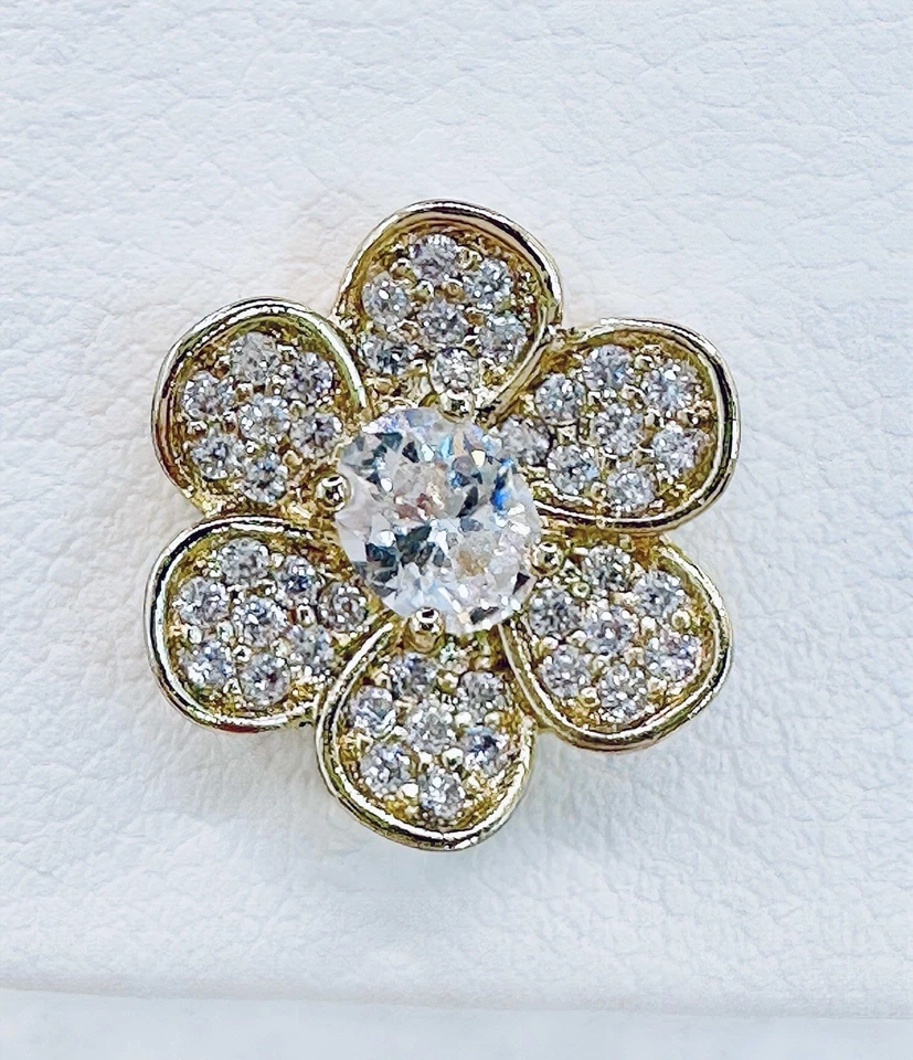 Conjunto de cadena llena de oro de 14k con flores de margarita listo para regalar pendientes de 18k delicados joyas Foto 2 de 4