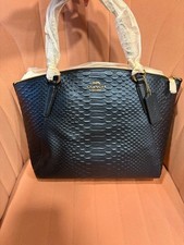 Coach blue metallic python Embossed Leather Z...