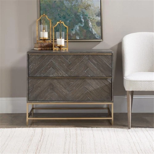 Uttermost Armistead MDF Wood and Steel Drawer Chest in Dark Walnut - Picture 7 of 9