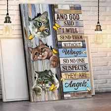 God Said I Will Send Them Without Wings Cat Memorial Poster, Canvas_7114