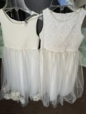 Girls Cream Party Dress x 2 size 4 T - Preowned