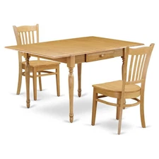 East West Furniture Monza 3-piece Traditional Wood Dining Set in Oak