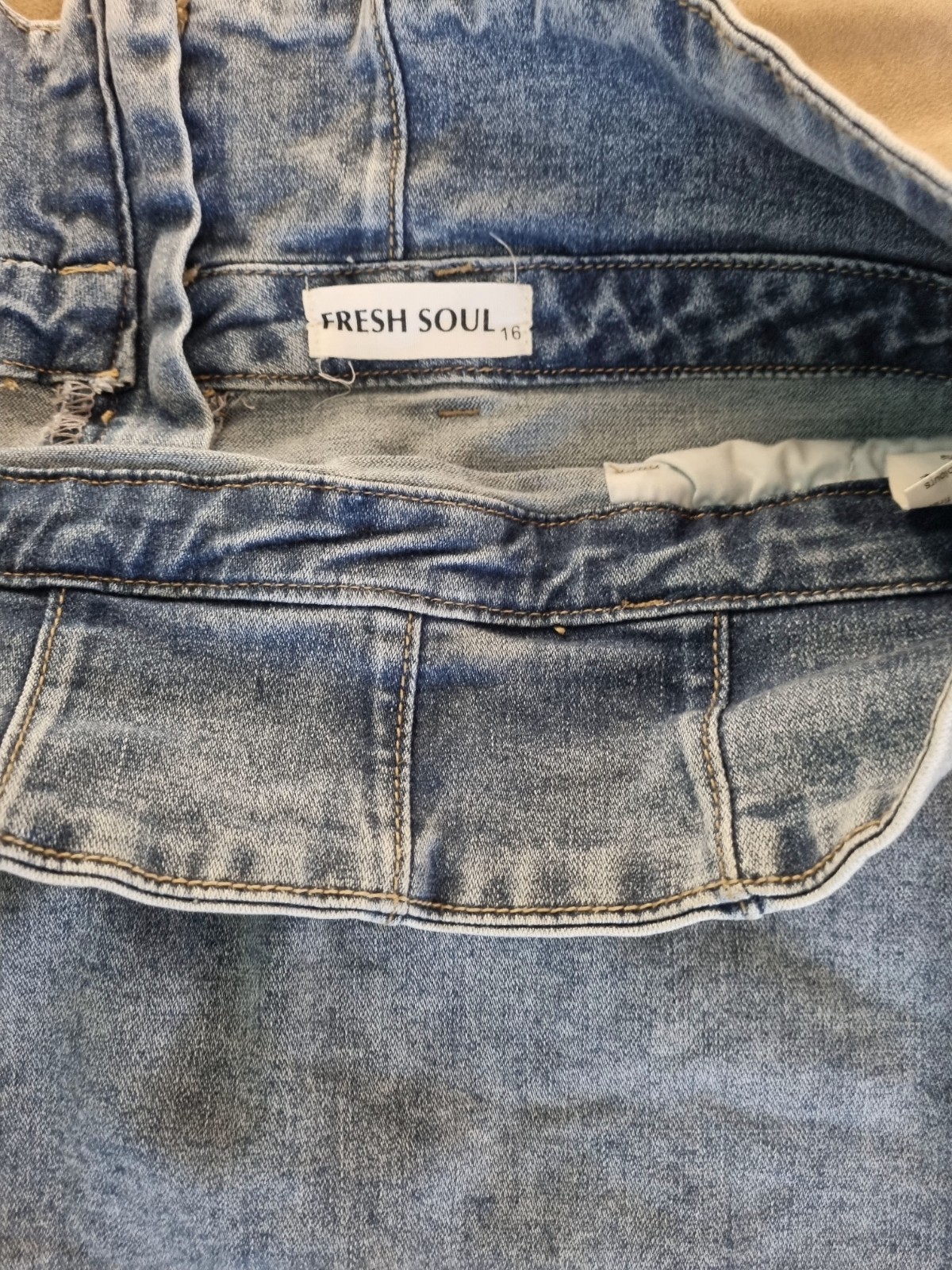 Fresh Soul Women’s Blue Denim Pencil Skirt High Rise Knee Length Size 16 Zip 2