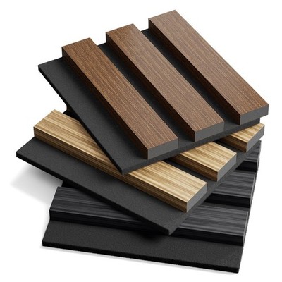 INMOZATA Wood Panels for Wall, 3PCS Color Samples 3D Fluted Soundproof Wood S...