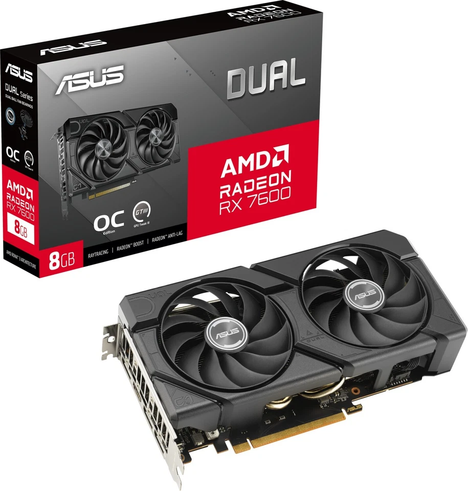 Asus Dual Radeon RX 7600 EVO OC Edition 8GB GDDR6 Scheda Video Gaming GPU RDNA 3