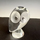 1970’s STEUBEN Art Glass OWL Figurine Paperweight 5.5” by Donald Pollard ~ Read