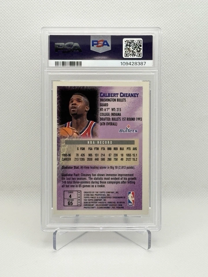 1996-97 Topps Finest - Common - Bronze Calbert Cheaney #4 (PSA 6) - Image 2 of 2