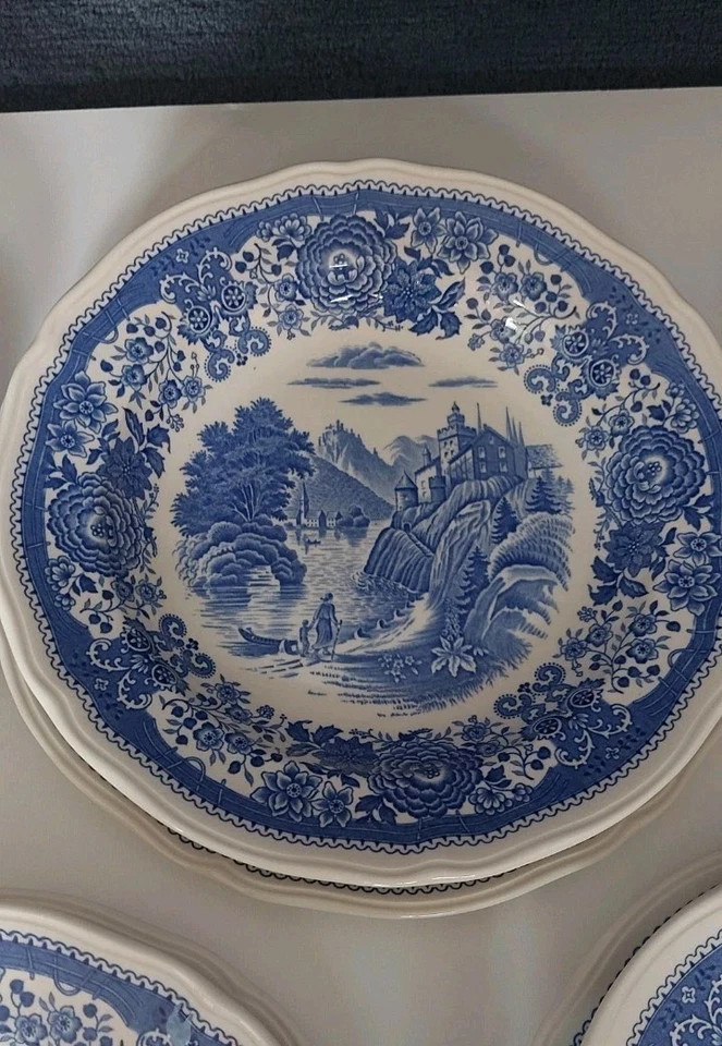 6 Gedecke Villeroy Boch V&B Burgenland blau Teller Speise Suppe brauner Stempel  - Bild 3 von 4