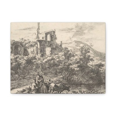 Jan Both - Les Deux Vaches Au Bord De L'Eau - unknown - Canvas Wall Art
