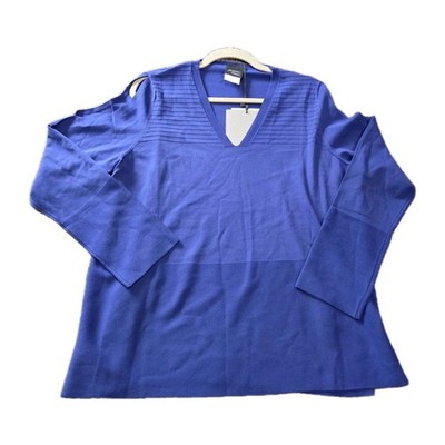 Marina Rinaldi Women's Blue Aloe Cold Shoulder Pullover Sweater Size M (14-16)