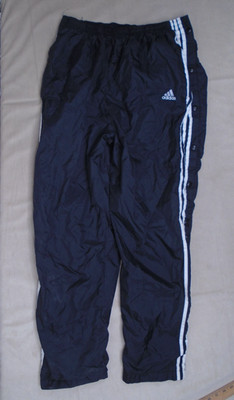 Vintage Adidas Team Track Pants Mens Large Black Snap Tear Away 3 Stripe Y2K