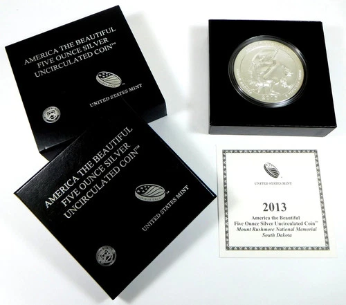 2013-P 25C ATB Mount Rushmore Natl' Memorial, SD 5 Oz .999 Fine Silver - OGP