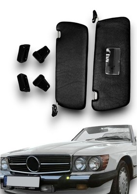 Sonnenblenden Sunvisor Paar mit Stangen + Clips für Mercedes SL 107 schwarz RHD