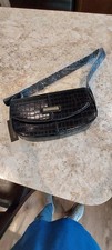 New London Fog Black Shoulder Bag Astor Croco NWT