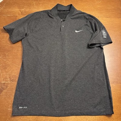 Nike Shirt Mens Medium Gray Snap Button Henley Golf Tiger Woods Collection