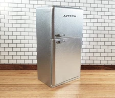 Dollhouse Miniature Fridge 2 Door Refrigerator Silver Modern Style 1:12 Scale