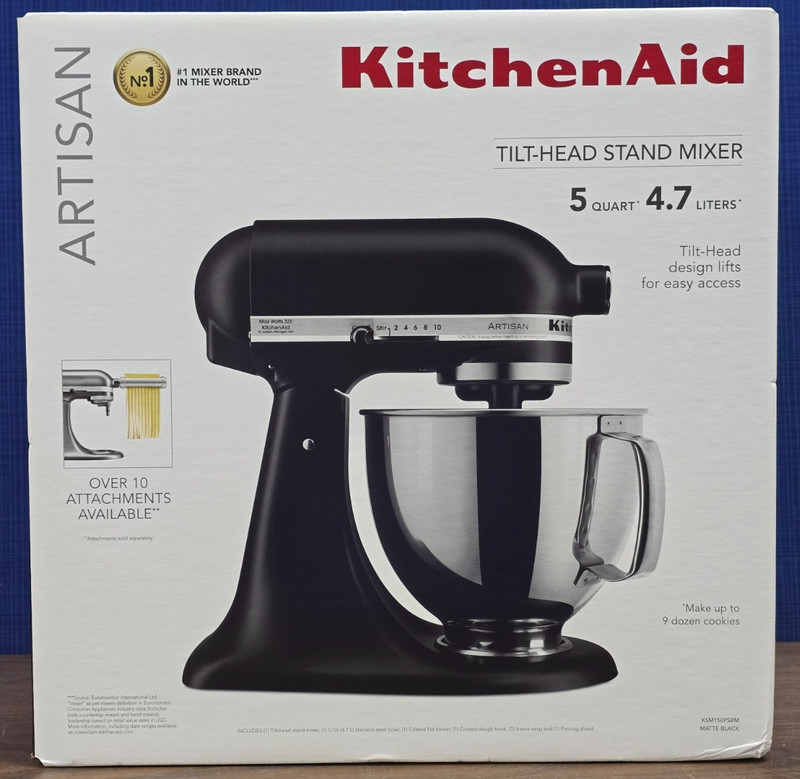 KitchenAid KSM150PSBM - Artisan Tilt Head 5-Qt. Stand Mixer - Black Matte