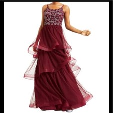 Women s Juniors Formal Dress Size 7 Speechless Gown Burgundy Red Tiered Tulle