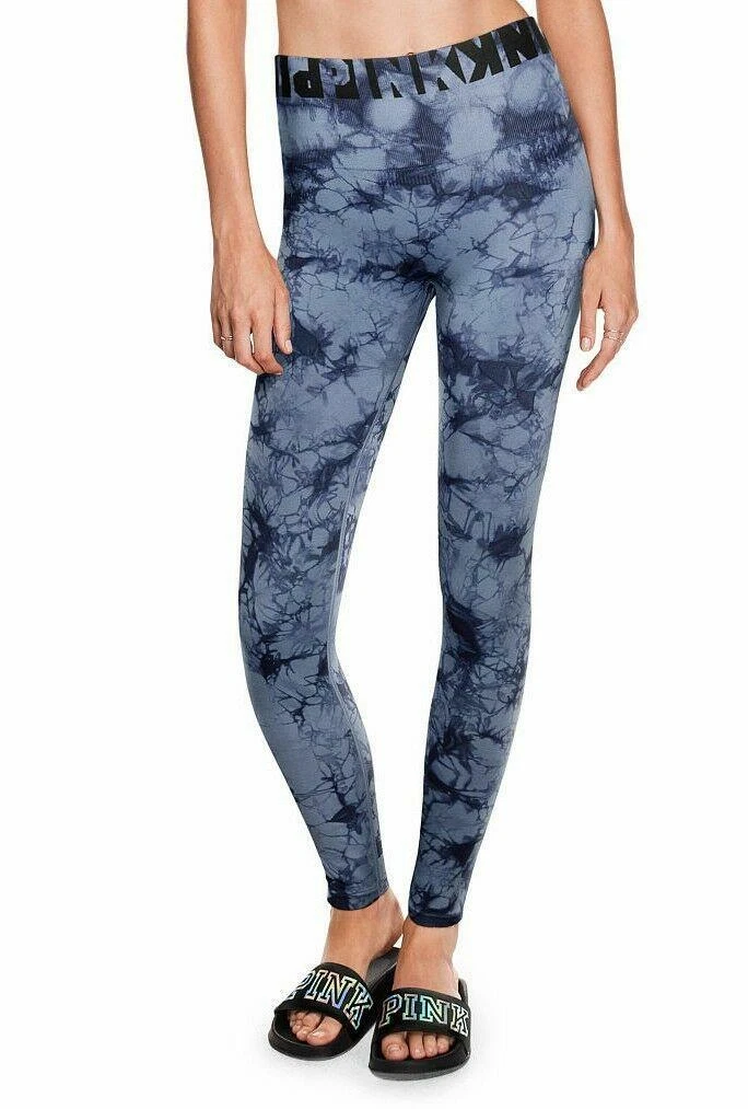 Victoria's Secret Pink Ultimate Blue Tie Dye Seamless Tight Legging Yoga  pants M