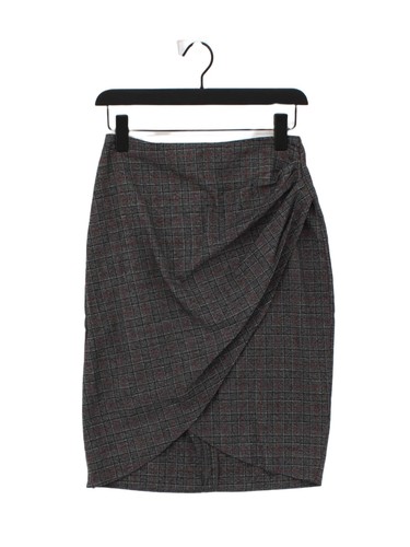 Zara Basic Damen Midi Rock S grau kariert 100% andere Midi gerade & Bleistift