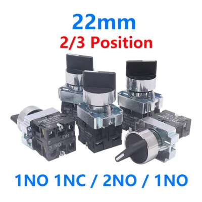 2/3 Position Latching Rotary Control Switch 22mm Panel Mount Changeover Selector