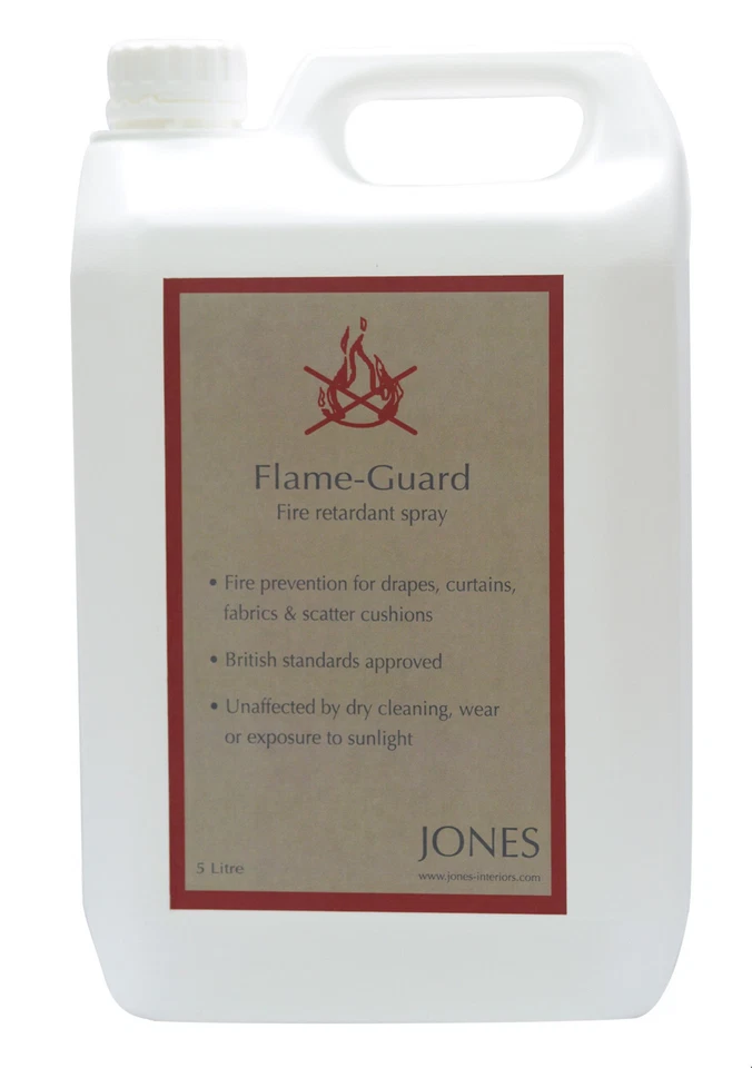 JONES INTERIORS 5 Ltr Fire & Flame Retardant Spray Curtain Upholstery Fabric Cushion Etc