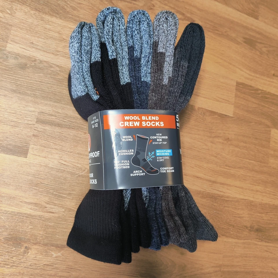 Calcetín impermeable vintage para hombre 6-12 mezcla de lana al aire libre multicolor 5 pares Foto 4 de 4