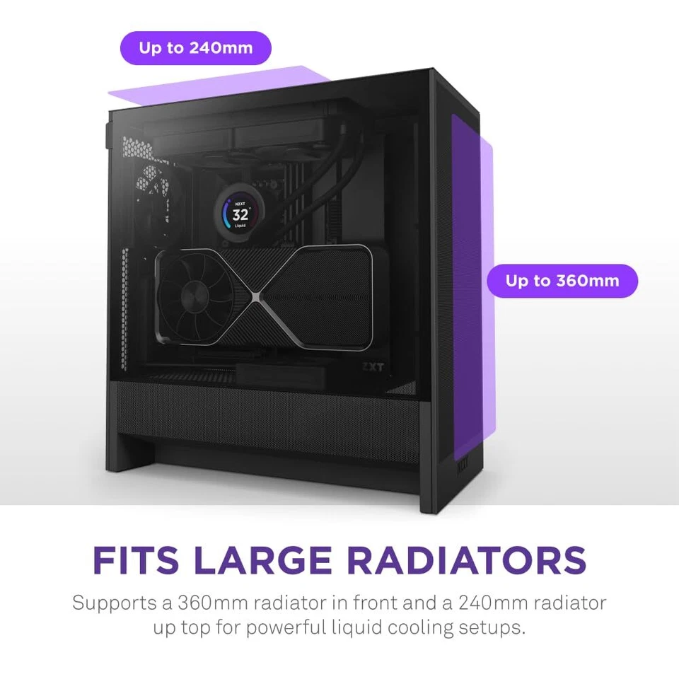 H5 Flow 2024 Black Mid Tower Case with Exceptional Airflow and GPU Cooling - Image 4 of 4
