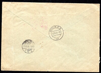 GERMANY 1938 BERNSTADT TO BERLIN FRANKED PRESIDENT HINDENBURG TIED