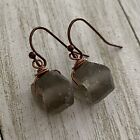 Min Favorit Smoky Gray Rustic Recycled Glass & Antique Copper Artisan Earrings