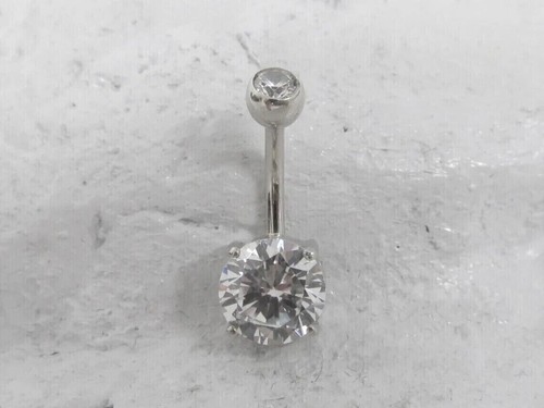 1.50Ct Round Lab Created Diamond Women's Belly Button Ring 14K White Gold Finish - Picture 2 of 4
