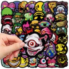 50 Stk Totenkopf  / Horror Skull Devil Zombie Stickerbomb Aufkleber Halloween