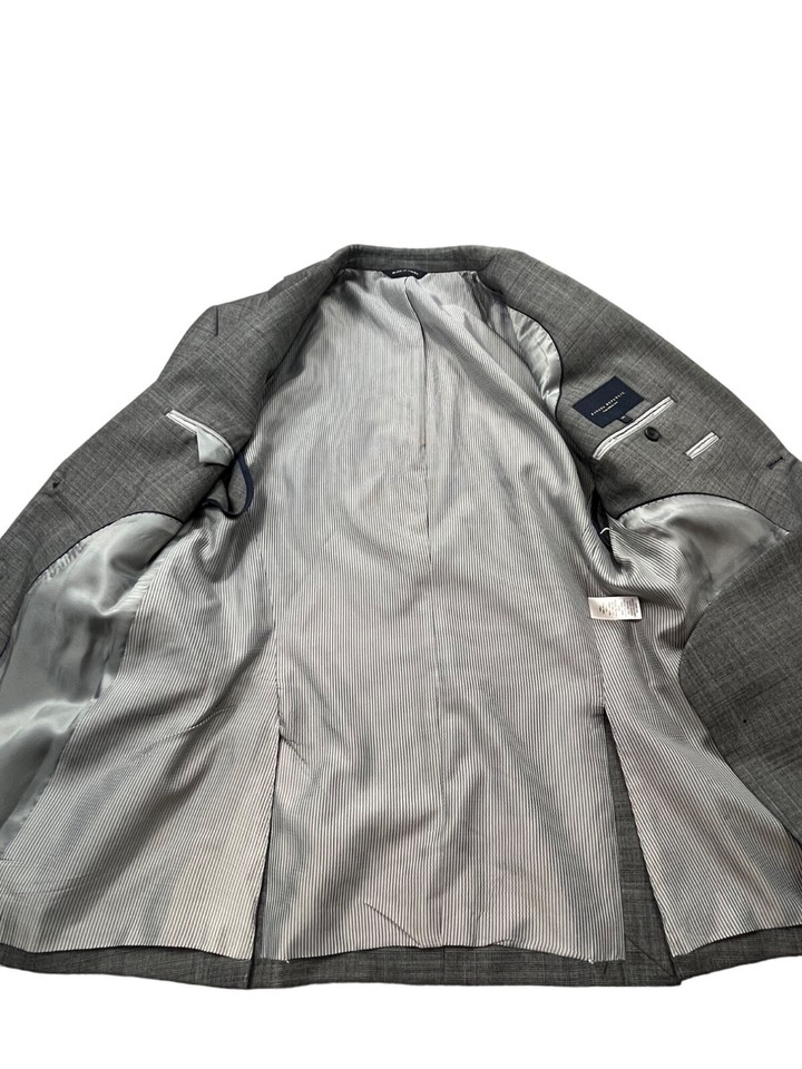 Banana Republic Mens 38S Tailored Fit Wool Blazer Grey Plaid Jacket