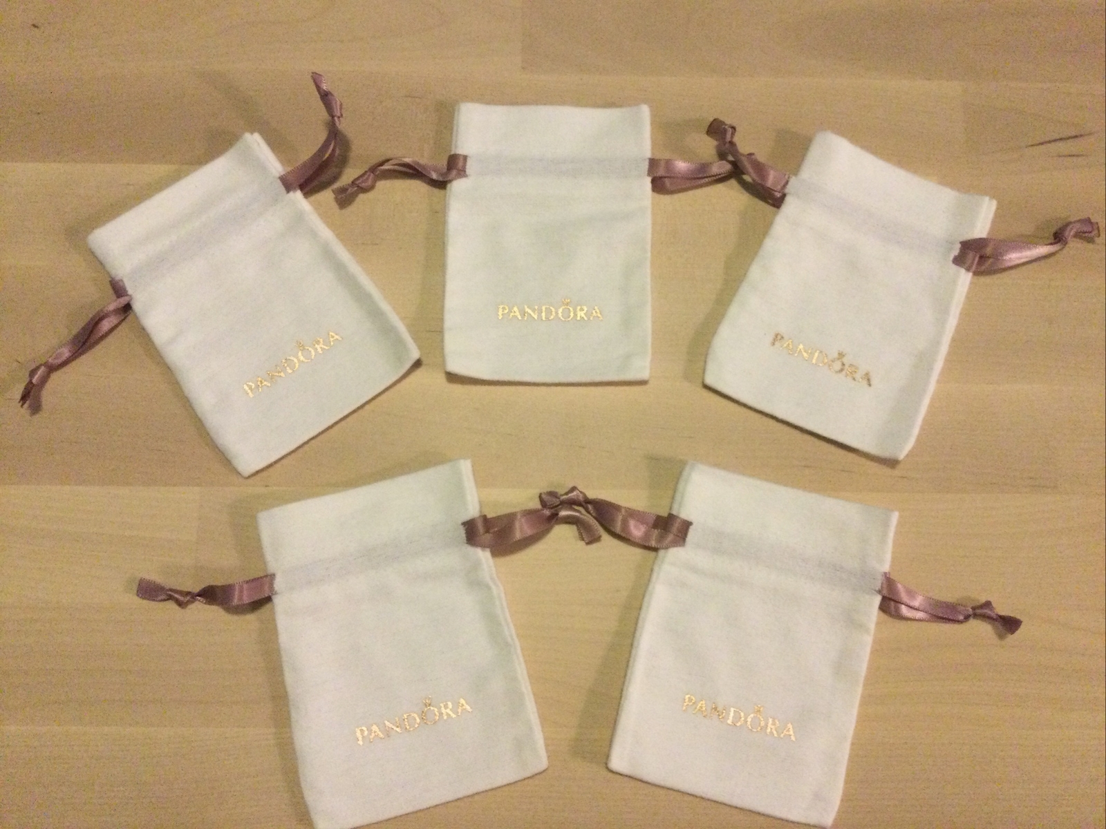 (5) A Lot Pandora jewelry anti tarnish white velvet pouch/ Bracelet