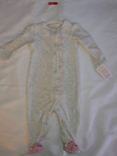 NEW Carter's Girls One Piece Footed Pajama Size 6 M grey Pink Polka Dots sleeper