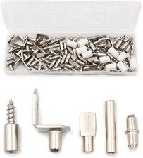 125Pcs Shelf Pins Kit, 5 Styles Nickel Plated Shelf Support Pegs, Bookshelf Pegs