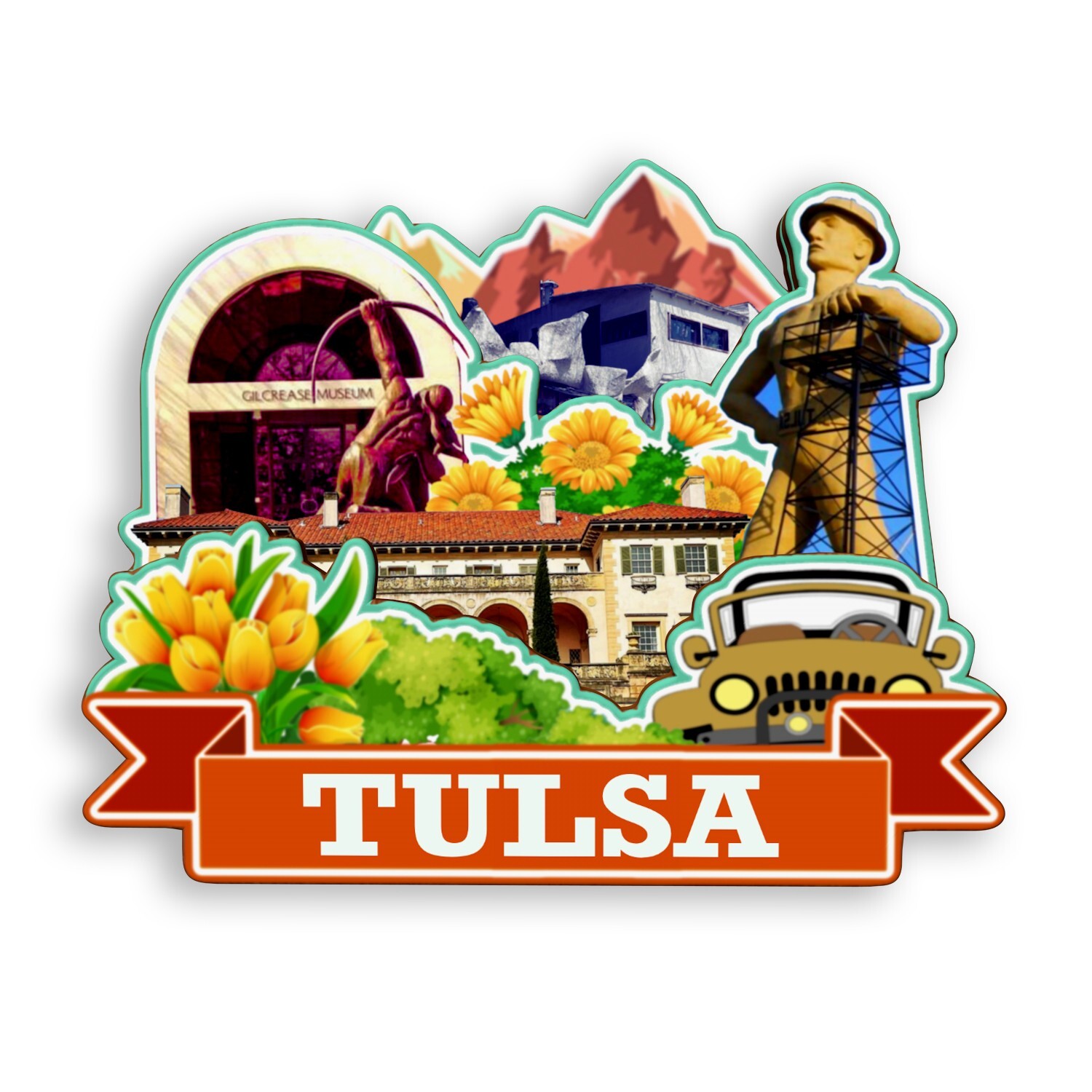 Tulsa Oklahoma USA Refrigerator magnet 3D travel souvenirs wood craft gift