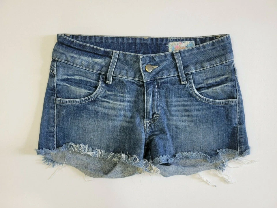 SIWY Billy Slouchy Cut off Frayed Mini Denim Shorts, Medium Wash - Size 28 - Image 2 of 4