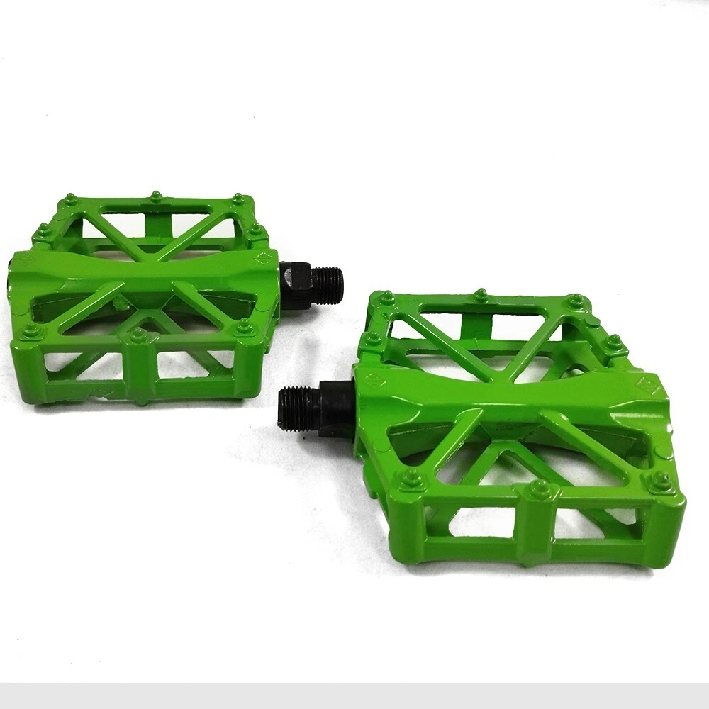 Bike Bicycle Sport Pedals Flat Non Slip Aluminium Green 9 16