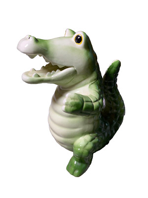 Vintage Ceramic Piggybank Piggy Bank Crocodile Alligator Green Reptile Animal