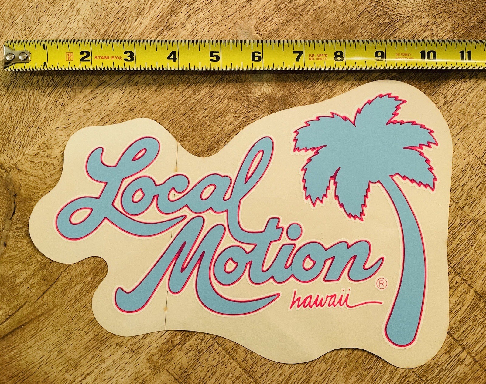 Vintage LG 10" Local Motion Hawaii Decal Clear Sticker Blue with Pink ...