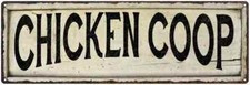 CHICKEN COOP Sign Farmhouse Style Wood Look Gift Decor Eggs Garden 106180028114