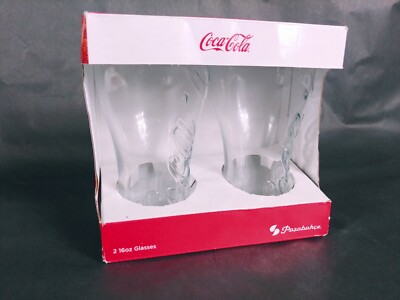 Coca Cola Pt Glass Set Of 2 16oz Coke Script Design Wet Bar Man