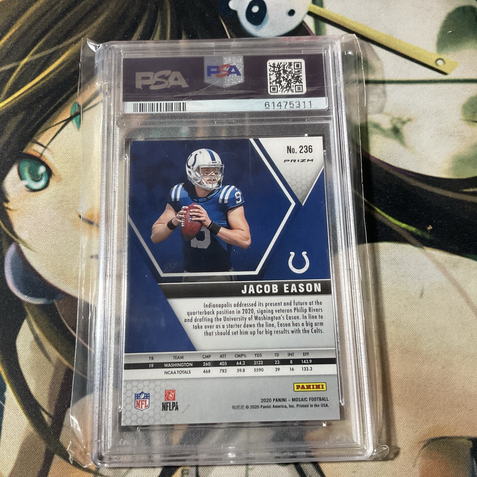 2020 PANINI MOSAIC FOOTBALL RC JACOB EASON REACTIVE GREEN REFRACTOR PSA 10 view 5