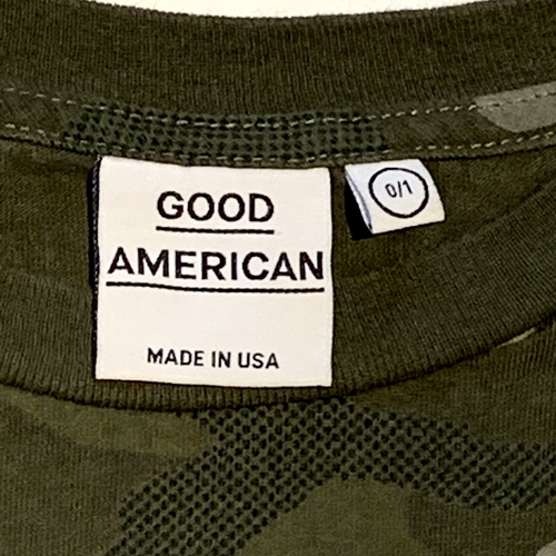 Good American Womens Size 0/1 Camo Shirt Tunic - Gold Goodies Flag Crewneck NICE - Picture 4 of 9