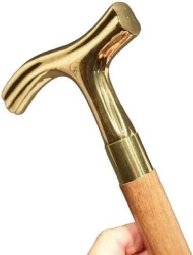 Vintage Wooden Walking Antique Walking Cane Stick Solid Brass Handle Stick Gift - Image 2 of 4