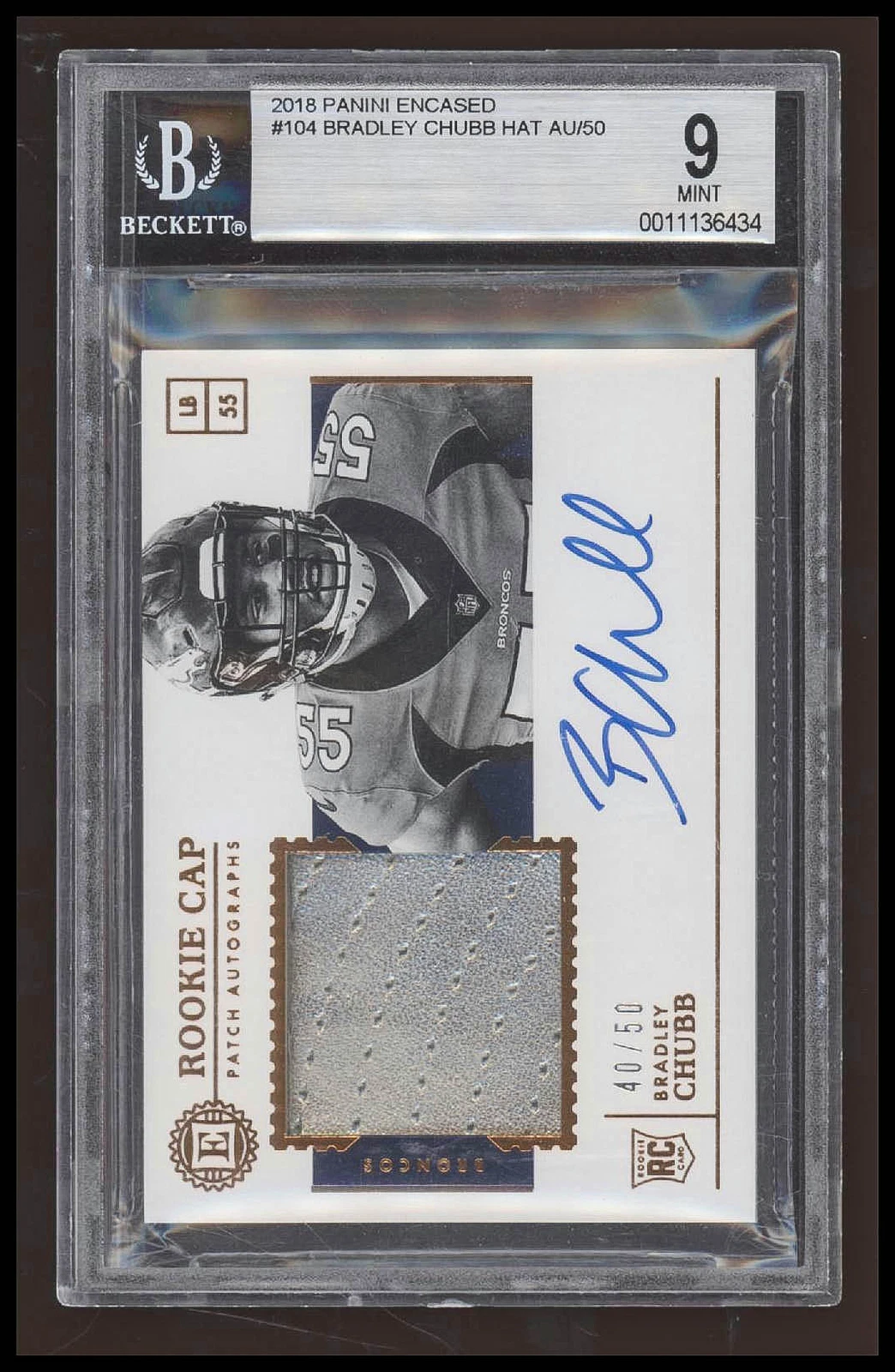 Bradley Chubb Panini Encased Rookie Quad Memorabilia #RQM4 Base