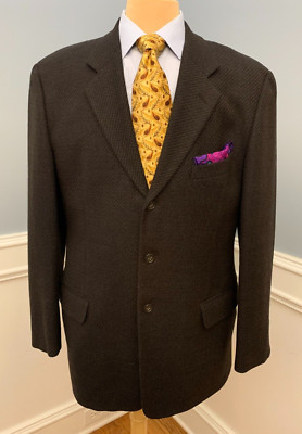Marks & Spencer Blazer Mens 42L Wool Tweed Jacket Brown Sportcoat
